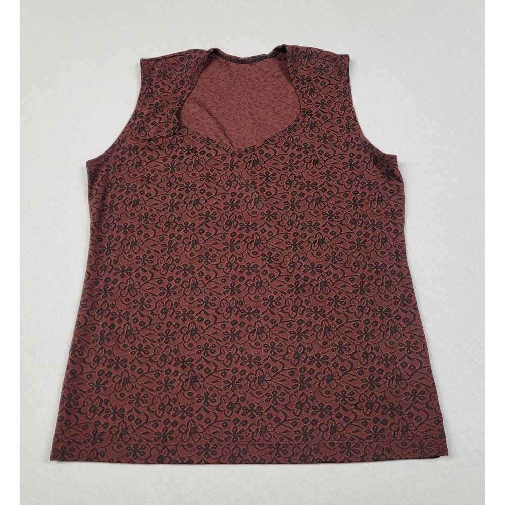 Vintage Weekenders Y2K Floral Jacquard Tank Top Women's Size S Burgundy/Brown